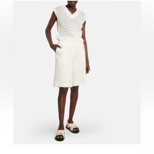 Max Mara Leisure Palco Open Knit Sweater Vest in White  Size Medium NWT